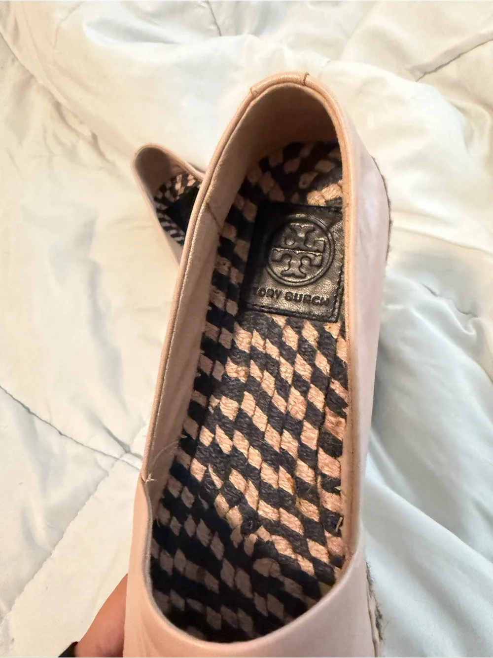Tory Burch Platform Nudey Pink and Black Espadrille Flats